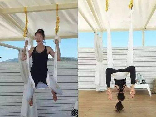 明星练空中瑜伽,轻盈如燕，空中舞动人生